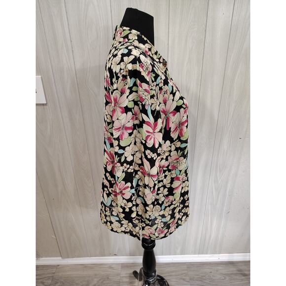 Emma James Woman, A Liz Claiborne Co. Size 18W Sheer Floral Blouse Fairy Peasant - Picture 2 of 8